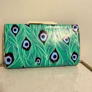 kate spade peacock feather clutch